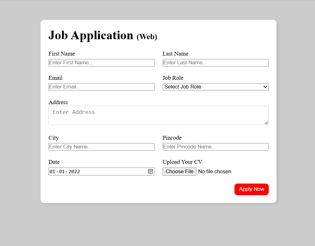 Job Application Form Project